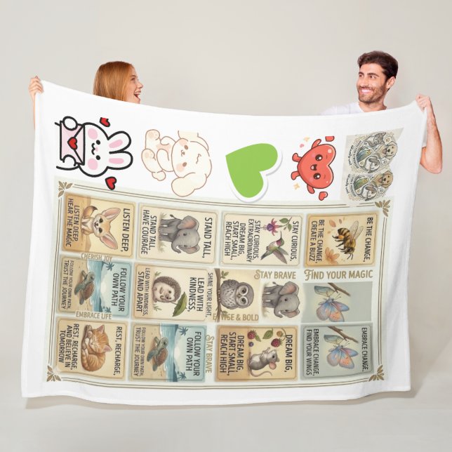 Couverture Polaire Cute & Courageous Animal Quote for kids (En situation)