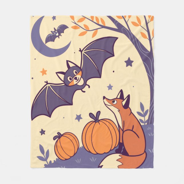 Couverture Polaire Cute & Cozy Halloween Blanket with Smiling Bats,  (Devant)