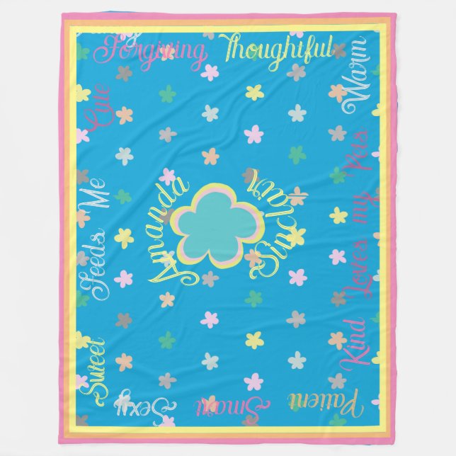Couverture Polaire Cute Custom Modern Boho Flower Pourquoi Je T'Aime (Devant)