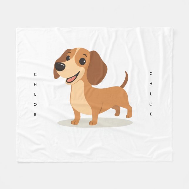 Couverture Polaire Cute Dachshund Dog Blanket – Cozy Illustrated Pet  (Devant (Horizontal))