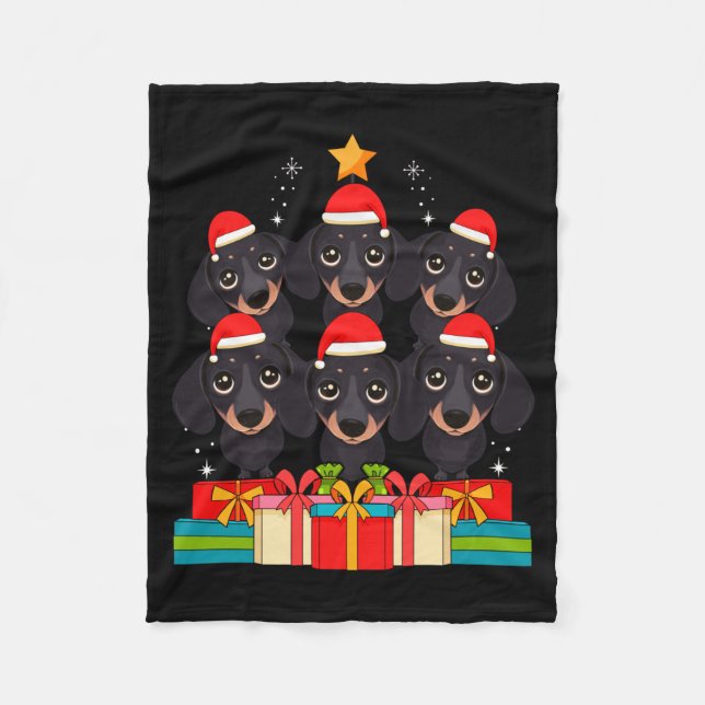 Couverture Polaire Cute Dachshund Le Doxie Christmas Tree Xmas Hat Lo (Devant)