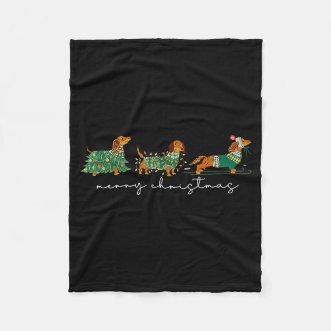 Couverture Polaire Cute Dachshund Merry Christmas Weiner Dog Lover Xm (Devant)