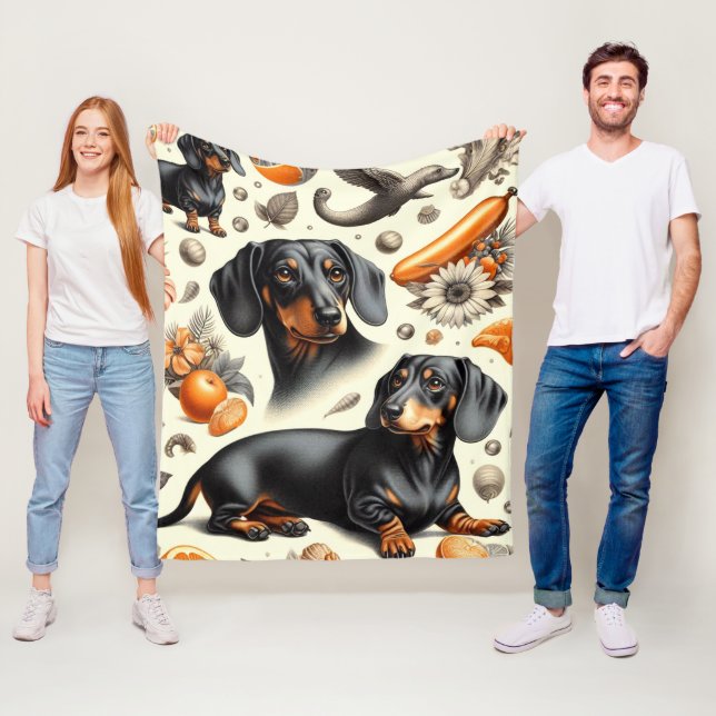 Couverture Polaire Cute Dachshund Motif (En situation)