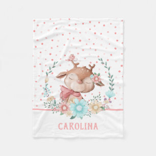 Couverture Polaire Cute Deer Floral réversible