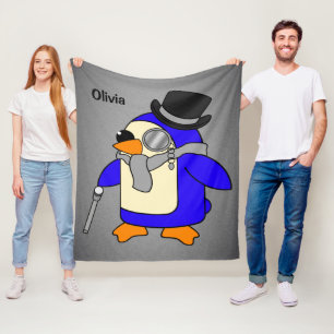 Couverture Polaire Cute dessin animé pingouin gris neutre