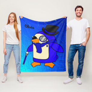 Couverture Polaire Cute dessin animé pingouin ultramarine bleu