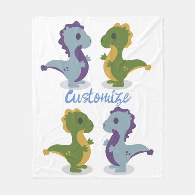 Couverture Polaire Cute Dinosaur Paire Thunder_Cove (Devant)