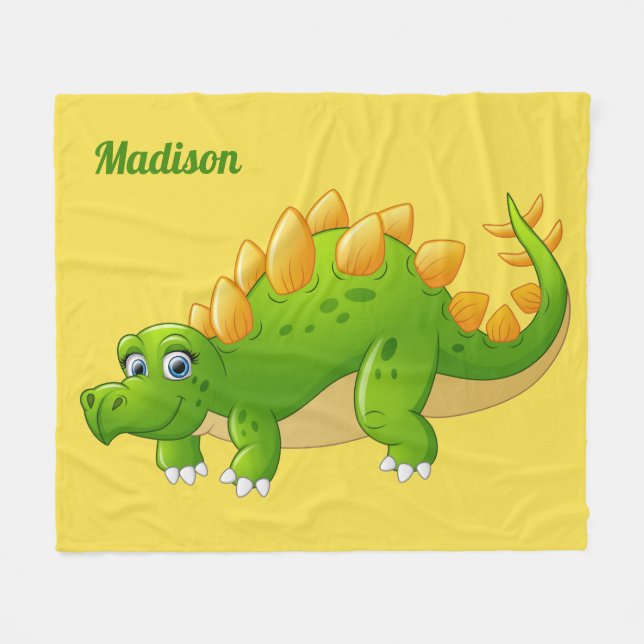 Couverture Polaire Cute Dinosaur personnalisé nom et couleurs couvert (Devant (Horizontal))
