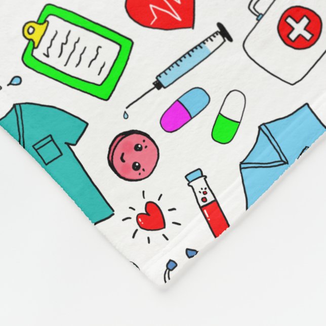 Couverture Polaire Cute Doctor Nurse Médicale Fournitures Motif (Coin)