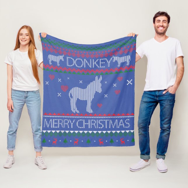 Couverture Polaire Cute Donkey Ugly Sweater Christmas Holiday Winter (En situation)