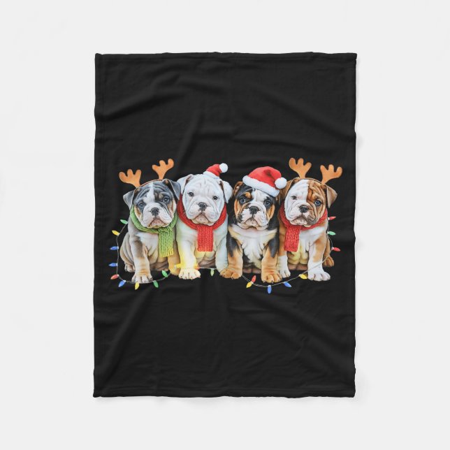Couverture Polaire Cute English Bulldog Christmas Lights Xmas Bulldog (Devant)