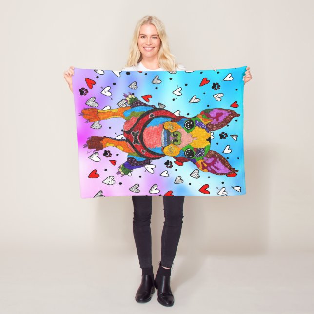 Couverture Polaire Cute et colorée Boston Terrier Fleece Blanket (En situation)