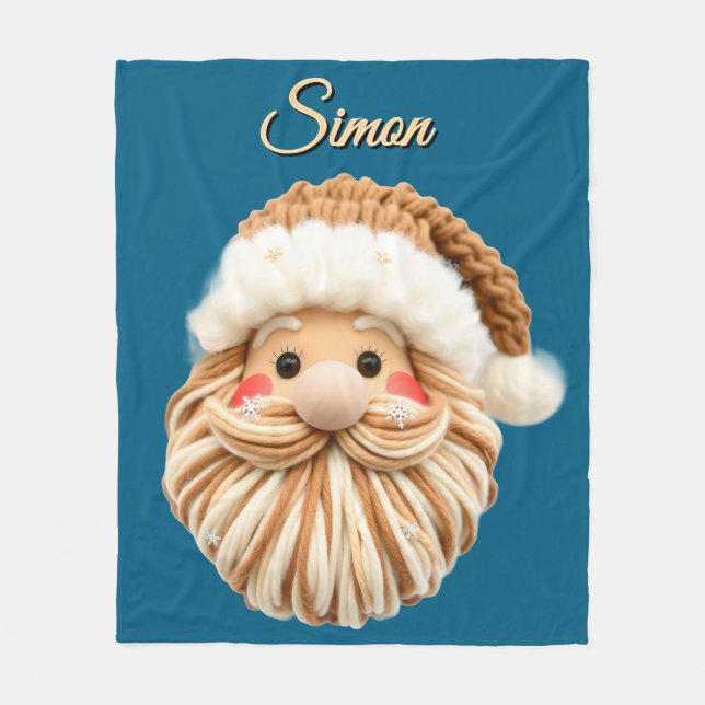 Couverture Polaire Cute Faux Yarn Christmas Santa crochet  (Devant)