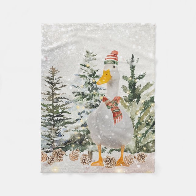 Couverture Polaire Cute Festive Duck d'hiver (Devant)