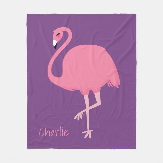 Couverture Polaire Cute Flamant rose personnalisé nom fleece couvertu (Devant)