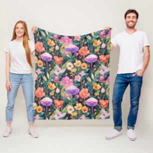 Couverture Polaire Cute Fleur Champignons Cottagecore Motif