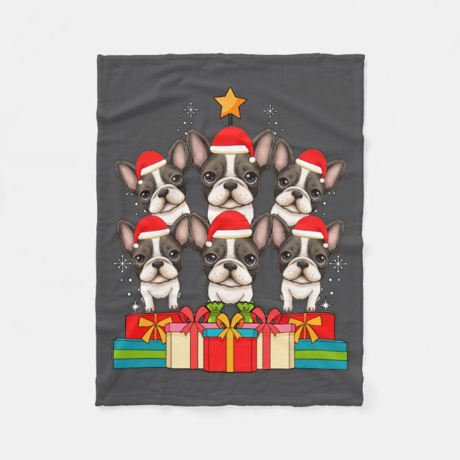 Couverture Polaire Cute French Bulldog Le Frenchie Christmas Tree Xma (Devant)