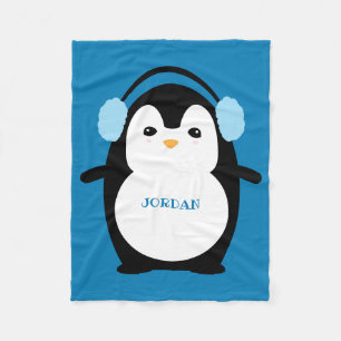Couverture Polaire Cute Funny Penguin Nursery Blue
