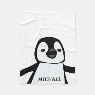Couverture Polaire Cute Funny Penguin Nursery Noir et blanc