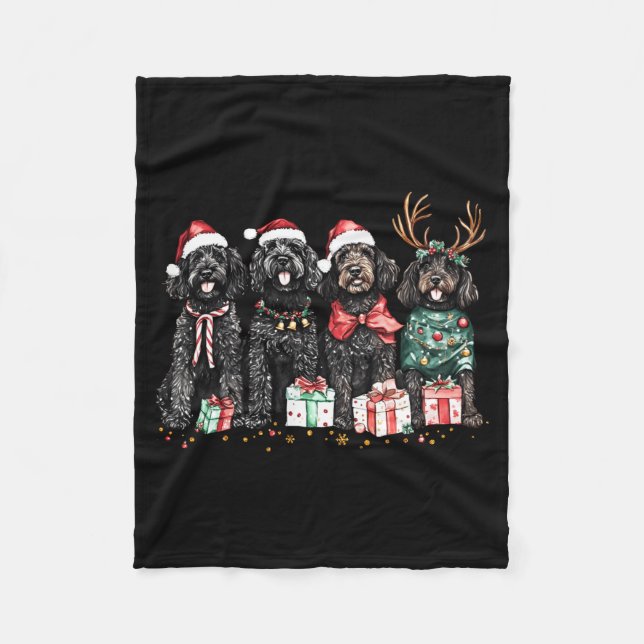 Couverture Polaire Cute Funny Reindeer Santa Black Goldendoodle Dogs  (Devant)