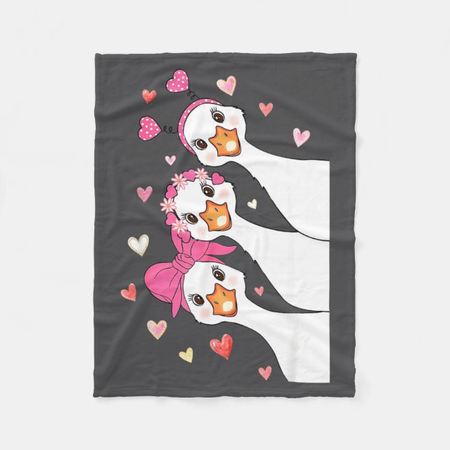 Couverture Polaire Cute Funny Valentine Silly Gooses Heart Love Match (Devant)