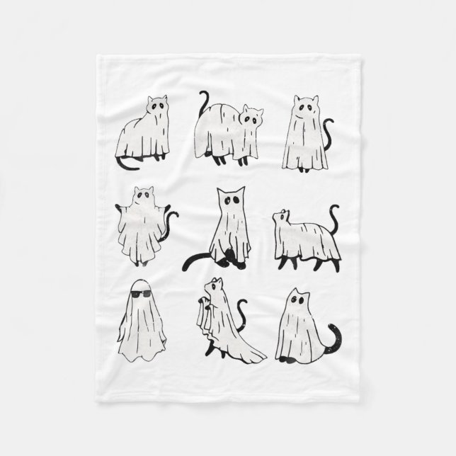 Couverture Polaire Cute Ghost Chat Funny Halloween Costumes (Devant)