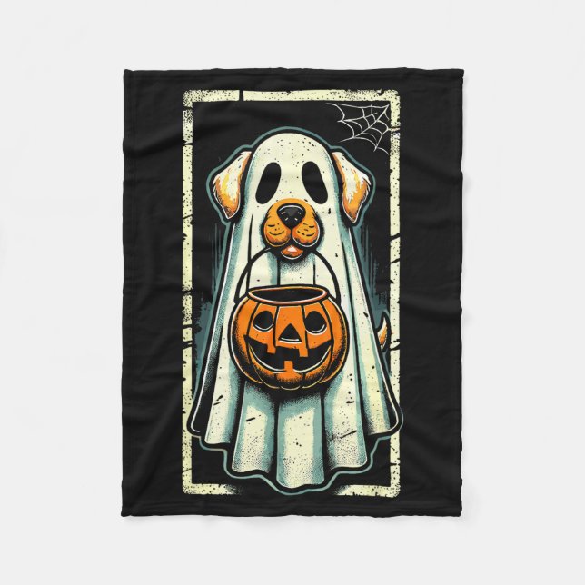 Couverture Polaire Cute Ghost Dog Men Women Kids Halloween Funny Ghos (Devant)