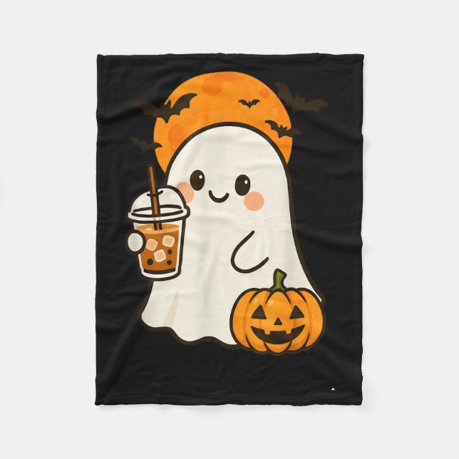 Couverture Polaire Cute Ghost Iced Coffee And Pumpkin For Halloween C (Devant)