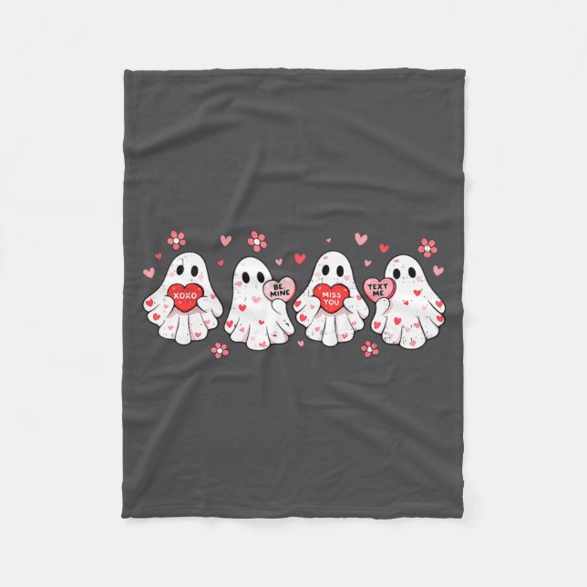 Couverture Polaire Cute Ghost Love Hearts Valentines Day Womens Teens (Devant)
