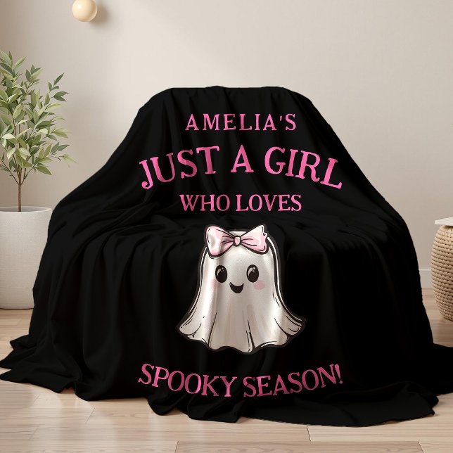 Couverture Polaire Cute Ghost Spooky Season Halloween  (Custom Just a Girl Who Loves Spooky Season Halloween Ghost Fleece Blanket)