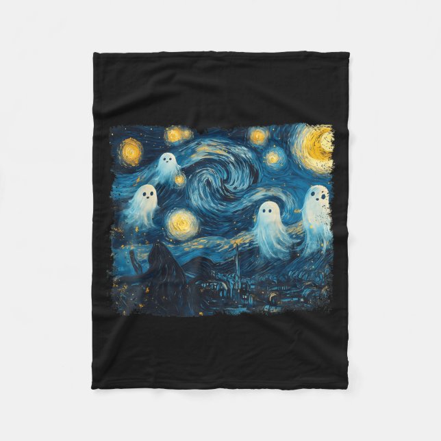Couverture Polaire Cute Ghost Starry Night Halloween Soky Retro Van G (Devant)