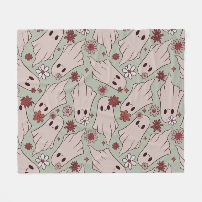 Couverture Polaire Cute Ghosts Halloween  (Devant (Horizontal))