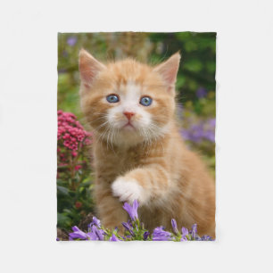 Couverture Polaire Cute Ginger Chat Kitten dans un jardin Photo - sof