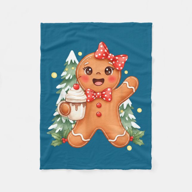 Couverture Polaire Cute Gingerbread Christmas Snow Xmas For Men Women (Devant)