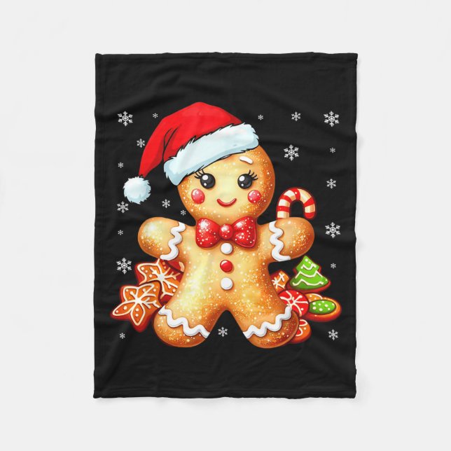 Couverture Polaire Cute Gingerbread Christmas Snow Xmas For Women Kid (Devant)