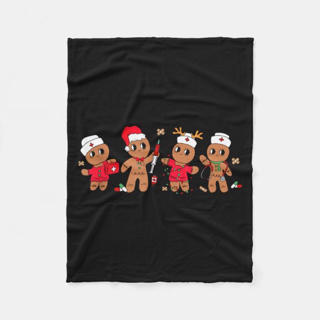 Couverture Polaire Cute Gingerbread Nurse Christmas Design Medical Hu (Devant)