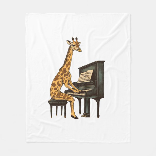 Couverture Polaire Cute Giraffe Jouer Piano Giraffes Musicien Musique (Devant)