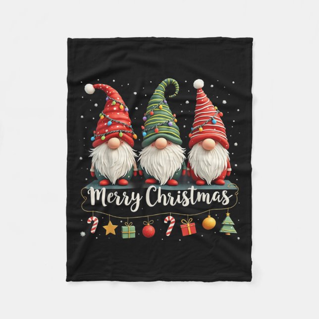 Couverture Polaire Cute Gnomes Merry Christmas Light Family Gnome Xma (Devant)