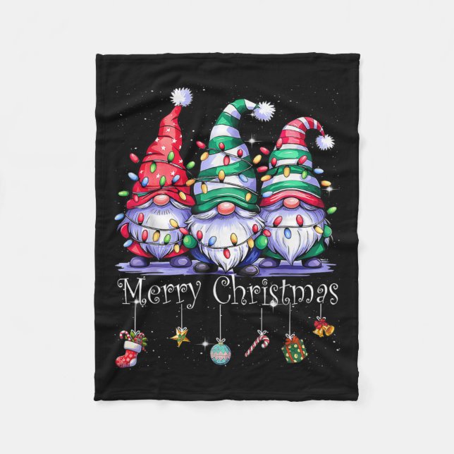 Couverture Polaire Cute Gnomes Merry Christmas Light Family Gnome Xma (Devant)