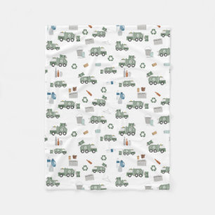 Couverture Polaire Cute Green Recycling Camion Enfants Véhicules Moti