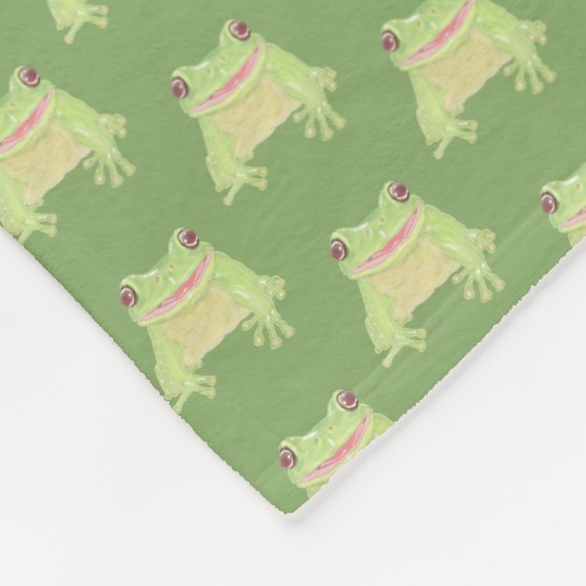 Couverture Polaire Cute Green Tree Frog - motif transparent. (Coin)