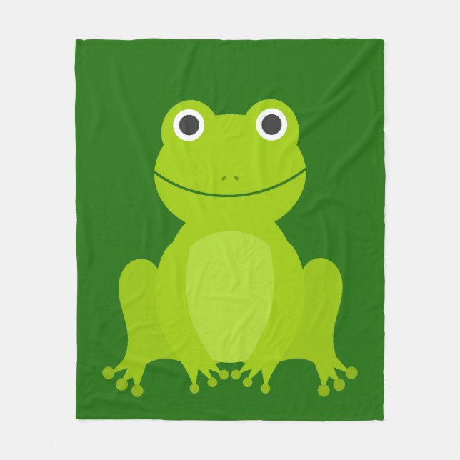 Couverture Polaire Cute grenouille verte Blanche polaire (Devant)