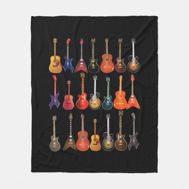 Couverture Polaire Cute Guitare Rock Et Roulez Instruments De Musique (Devant)