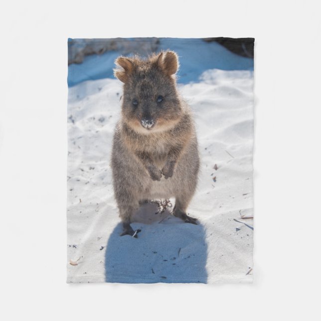 Couverture Polaire Cute & Happy Quokka sur la plage Australie (Devant)