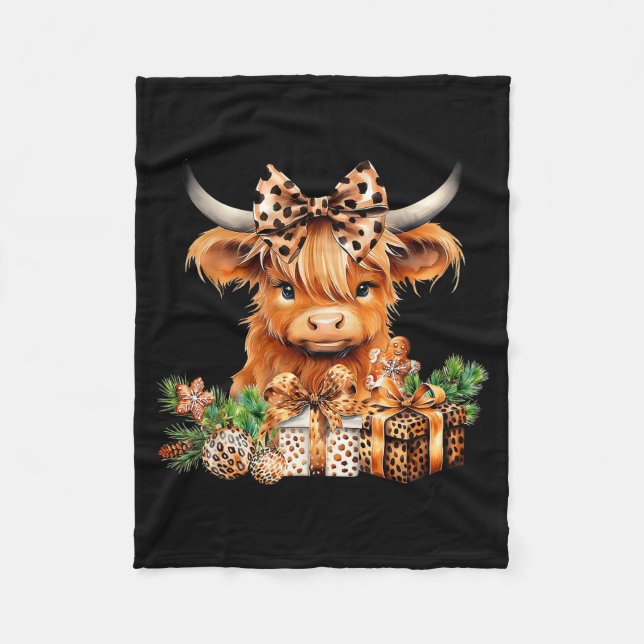 Couverture Polaire Cute Highland Cow Christmas Santa Highland Cow Lov (Devant)