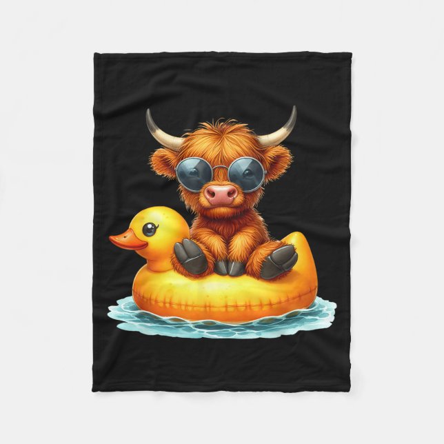 Couverture Polaire Cute Highland Cow Duck Ol Float Summer Vibes Swimm (Devant)