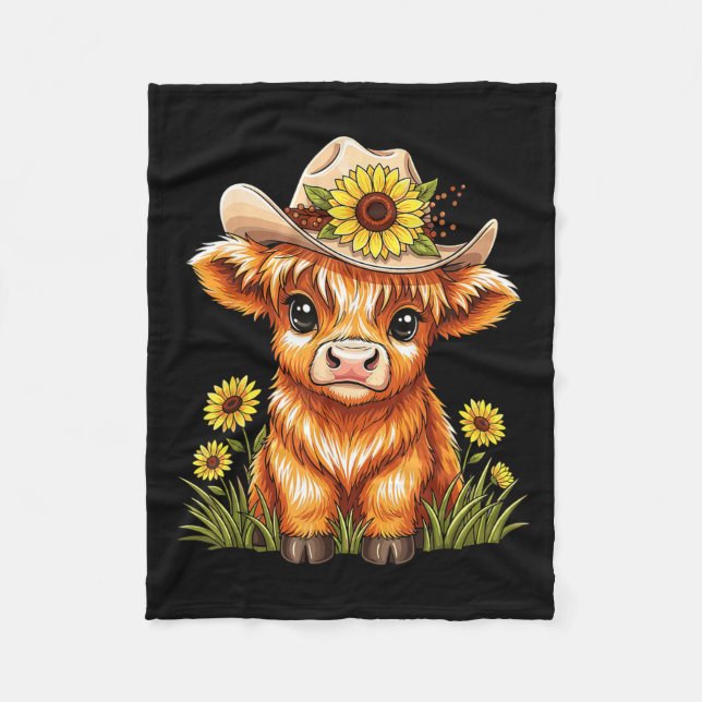 Couverture Polaire Cute Highland Cow Sunflower Farm Scottish Highland (Devant)