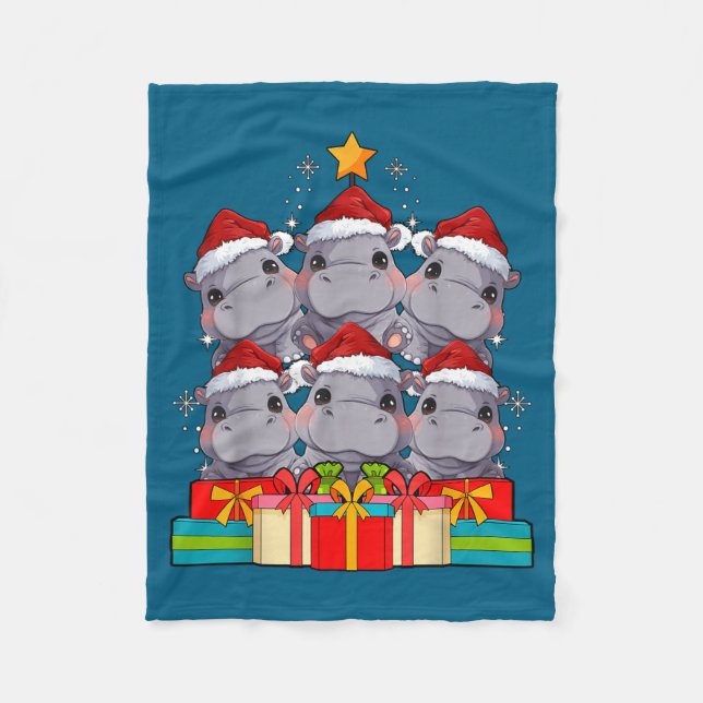 Couverture Polaire Cute Hip Le Hiptamus Christmas Tree Xmas Hat  (Devant)