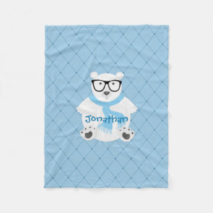 Couverture Polaire Cute Hipster Polar Bleu Ours Personnalisé