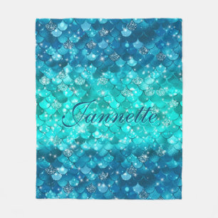 Couverture Polaire Cute Iridescente Turquoise Mermaid Faux Parties sc